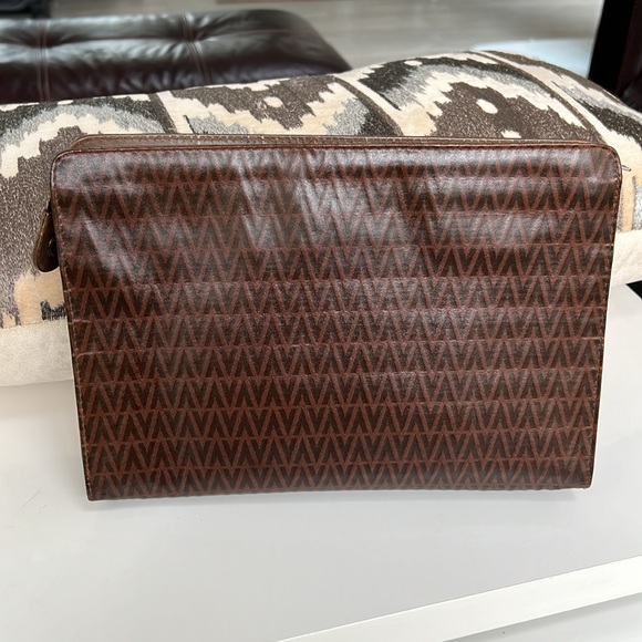 Chocolate brown VALENTINO CLUTCH with leather trim - Picture 4 of 13
